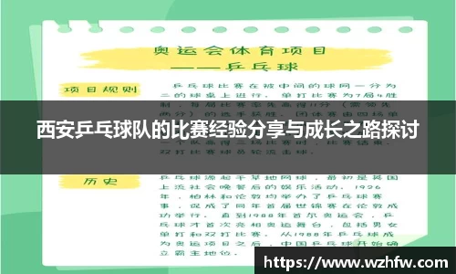 西安乒乓球队的比赛经验分享与成长之路探讨